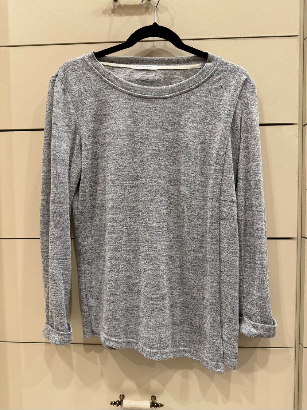 Bearsland Heather Gray Long Sleeve Nursing  Crewneck Top